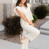 Shanna Cream Floral Pinstripe Pants