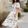 Sidney Black Print Tiered Dress