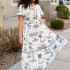 Sidney Black Print Tiered Dress