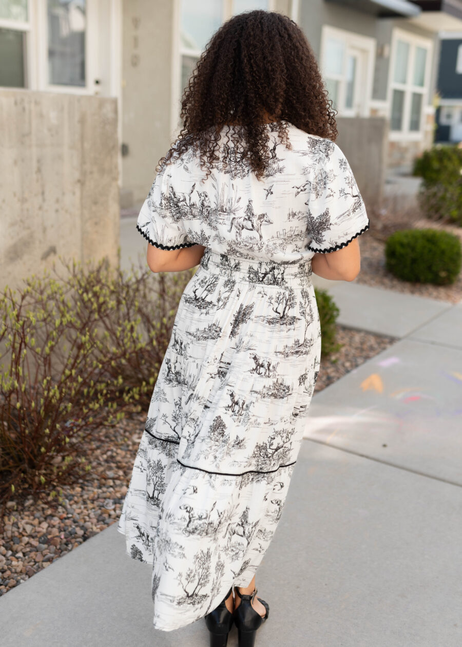 Sidney Black Print Tiered Dress