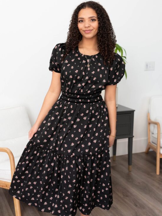 Sienna Black Floral Dress
