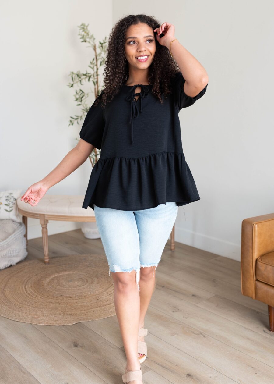Sirena Black Tiered Blouse