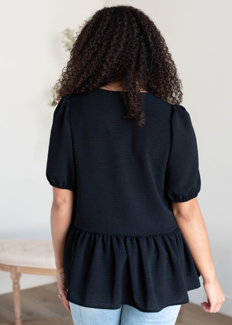 Sirena Black Tiered Blouse