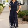 Sofia Navy Embroidered Dress