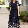 Sofia Navy Embroidered Dress