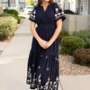 Sofia Navy Embroidered Dress