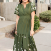 Sofia Olive Embroidered Dress