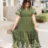 Sofia Olive Embroidered Dress