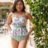 Somerset Floral/ Basil Stripe Reversible Ultra High-Waist Bottom