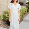 Sonya Dusty Blue Wrap Dress