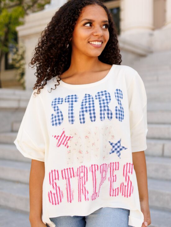 Stars And Stripes Cream Graphic Tee