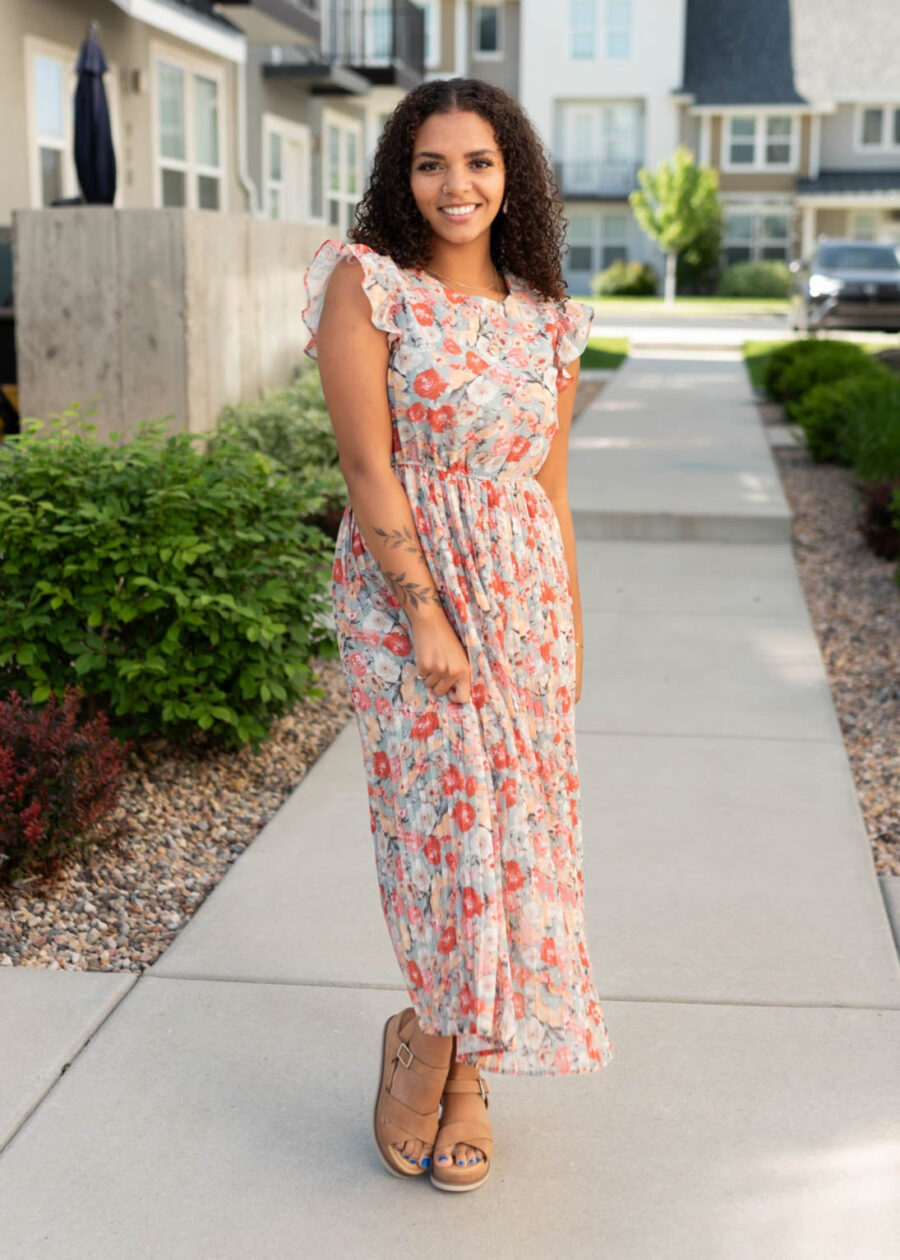 Susan Vintage Sage Floral Dress