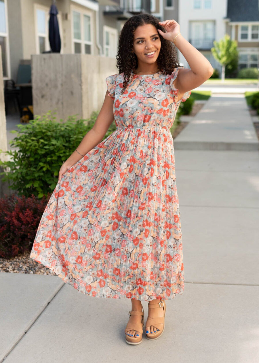 Susan Vintage Sage Floral Dress