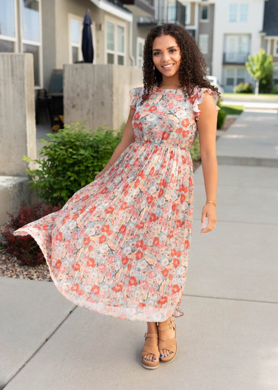 Susan Vintage Sage Floral Dress