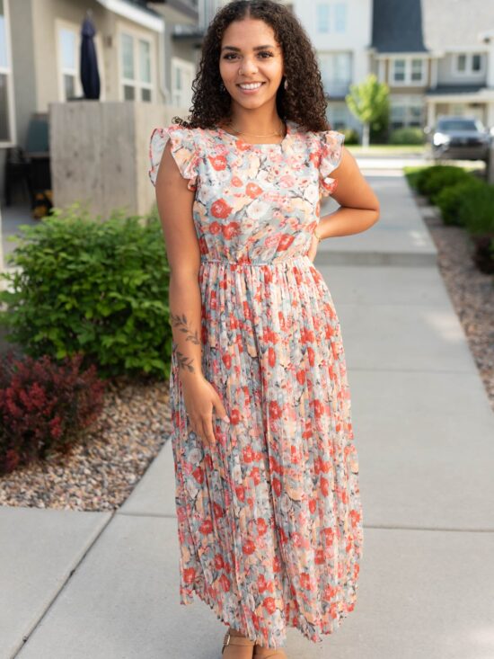 Susan Vintage Sage Floral Dress
