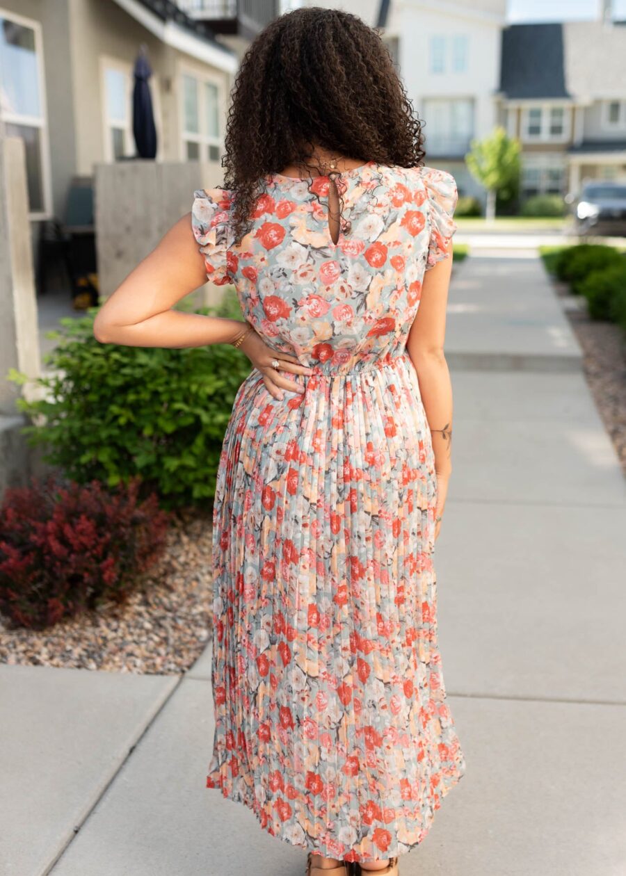 Susan Vintage Sage Floral Dress