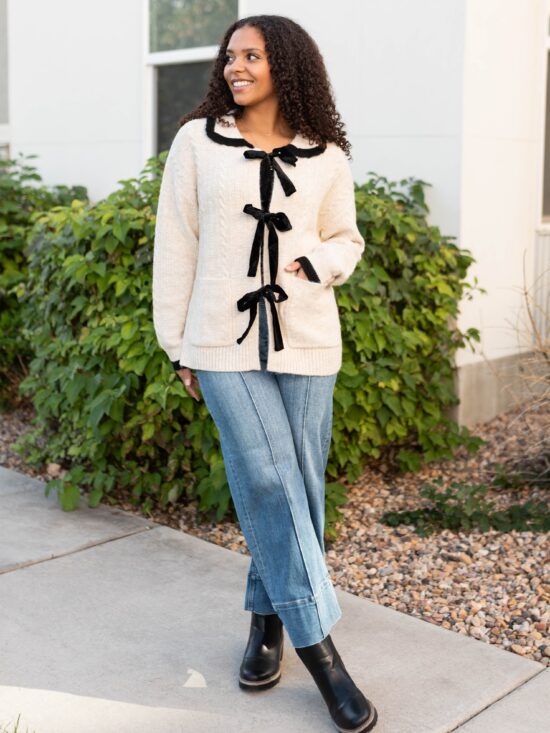 Talea Cream Bow Cardigan