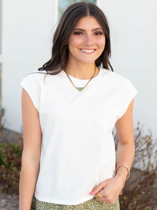 Tara White Short Sleeve Top