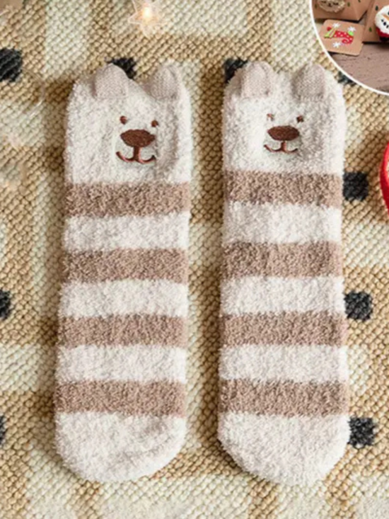Tate Khaki Bear Socks