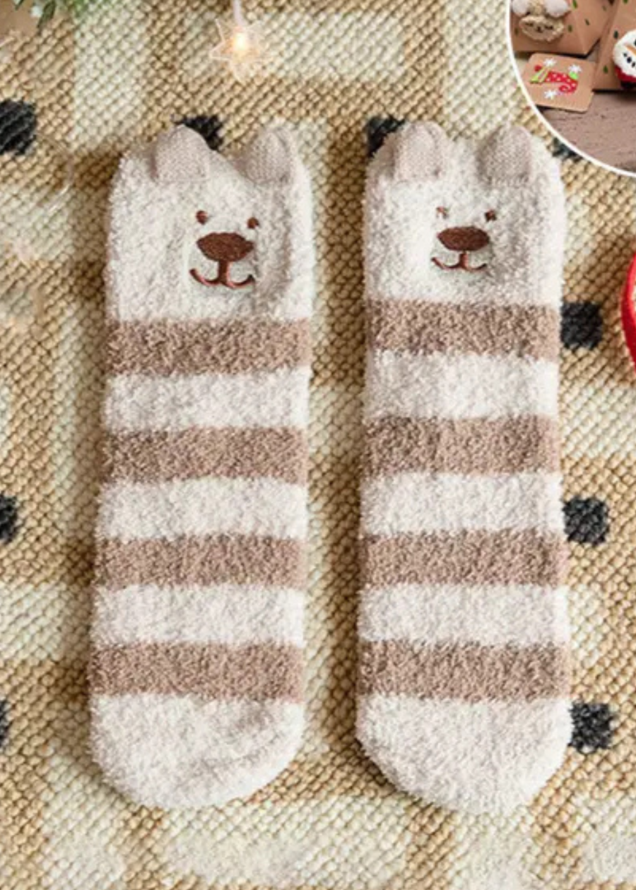 Tate Khaki Bear Socks
