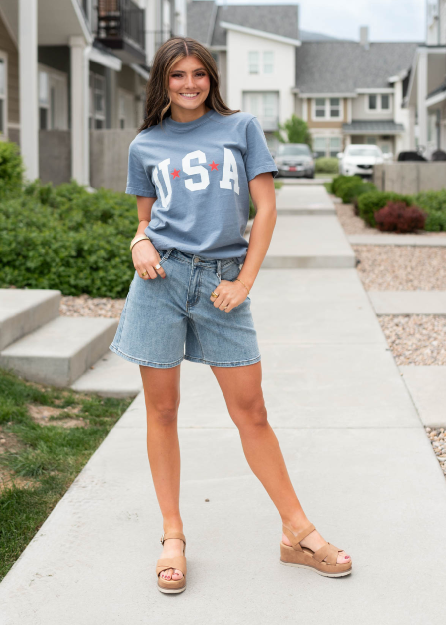 Thalia Denim High Waist Bermuda Shorts