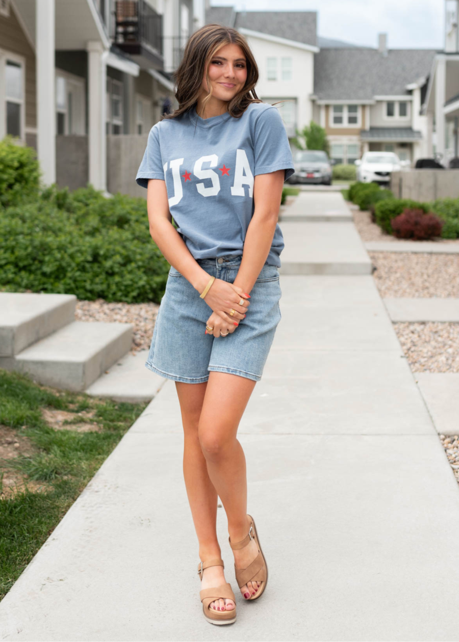 Thalia Denim High Waist Bermuda Shorts