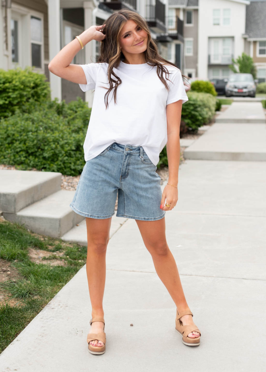 Thalia Denim High Waist Bermuda Shorts