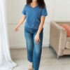 The Classic Blue V-Neck Top