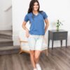 The Classic Blue V-Neck Top