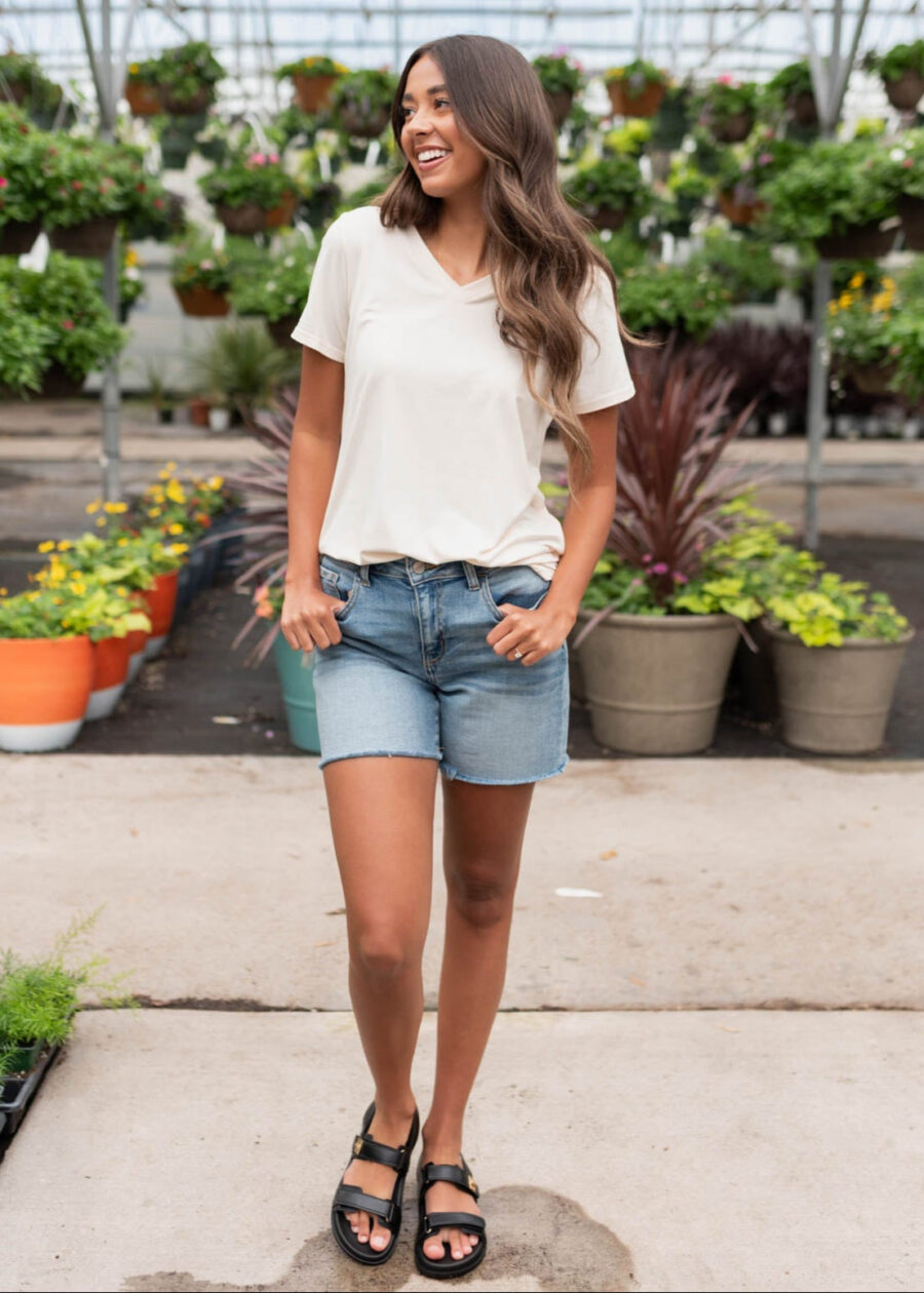 The Classic Cream V-Neck Top