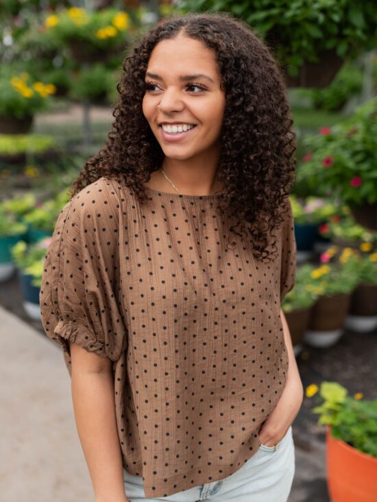 Tia Chocolate Polka Dot Top