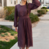 Tiana Dusty Plum Embroidred Chiffon Dress