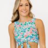 Trellis Floral Knotted Crop Top