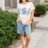 USA Beige Graphic Tee