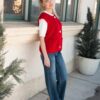 Valentina Red Knit Sweater Vest