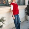 Valentina Red Knit Sweater Vest