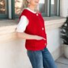 Valentina Red Knit Sweater Vest