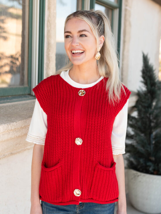 Valentina Red Knit Sweater Vest