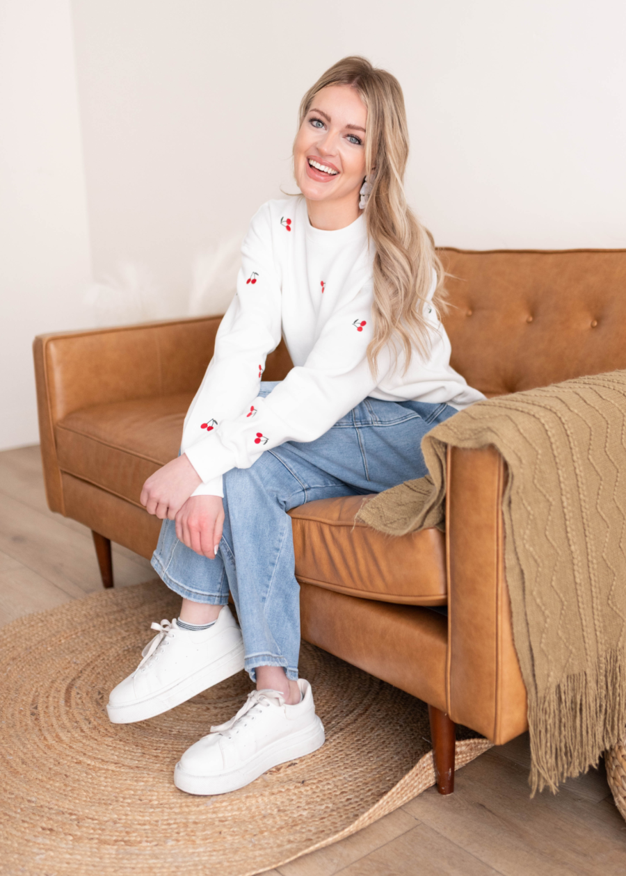 Valerie White Cherry Pullover