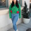 Veronica Green Christmas Bow Cardigan