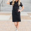Vienna Black Denim Zipper Dress