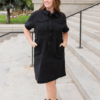 Vienna Black Denim Zipper Dress