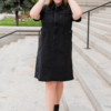 Vienna Black Denim Zipper Dress
