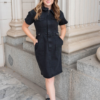 Vienna Black Denim Zipper Dress