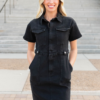 Vienna Black Denim Zipper Dress