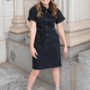 Vienna Black Denim Zipper Dress