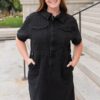 Vienna Black Denim Zipper Dress