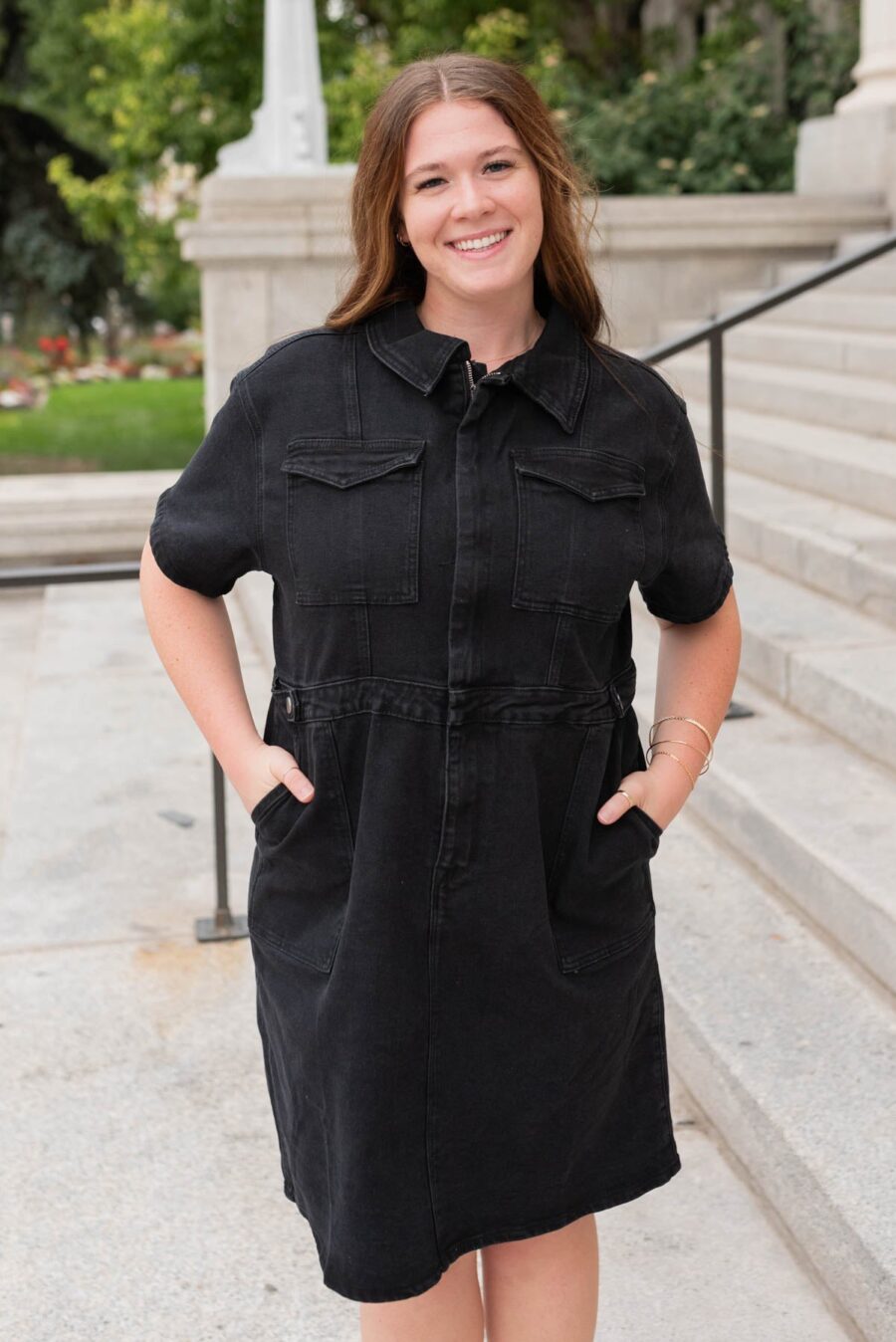 Vienna Black Denim Zipper Dress