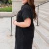 Vienna Black Denim Zipper Dress