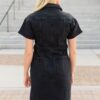 Vienna Black Denim Zipper Dress